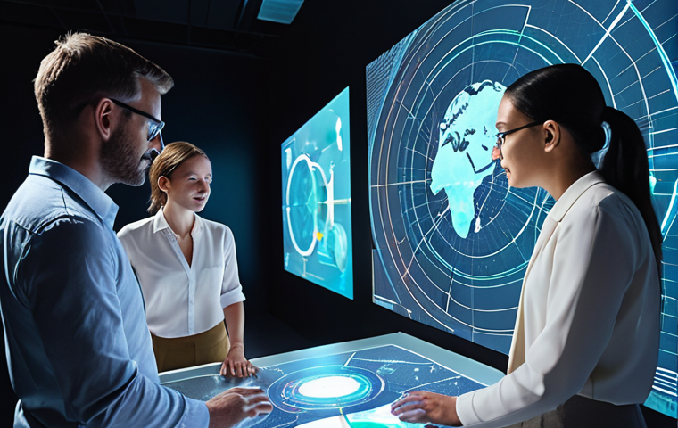 **

"A diverse group of professionals collaborating around a holographic display showing interconnected data points, symbolizing multidisciplinary expertise and the integration of different knowledge areas. The scene incorporates elements of technology and nature, representing sustainable practices and the ethical use of AI. Soft, diffused lighting conveys a sense of optimism and innovation."

**