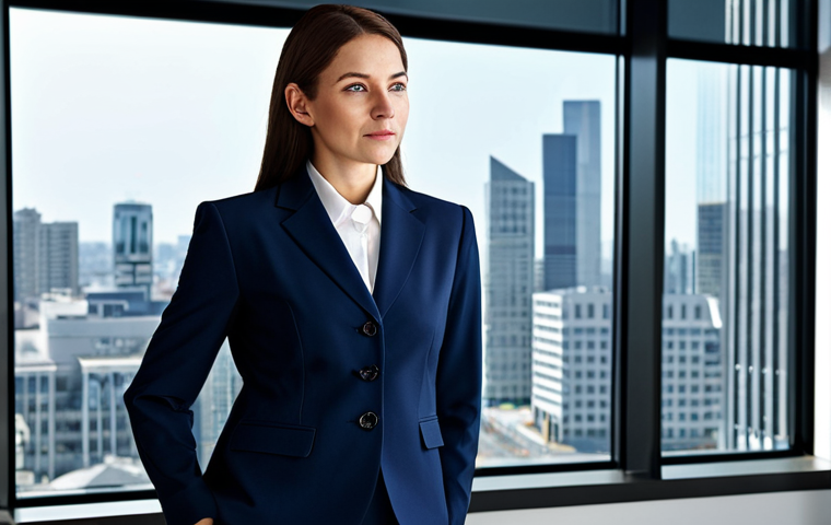 디지털 도구 활용의 중요성과 방법 - Professional Businesswoman**
"A professional businesswoman in a modest dark blue business suit, sta...