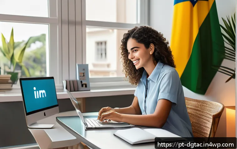 디지털 기반의 전문성 개발 방법 - A modern digital professional workspace in Brazil, featuring a young Brazilian woman wearing casual ...